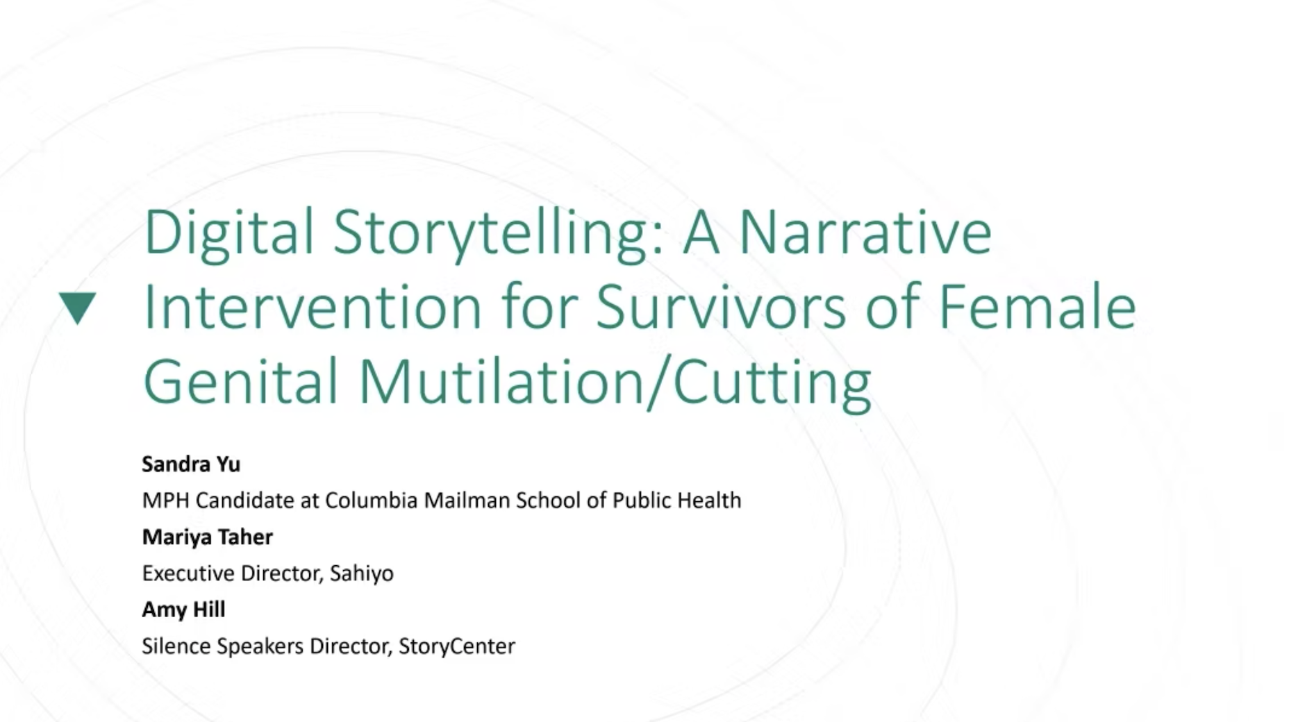 Reflections on research: Digital Storytelling as a narrative intervention for survivors of FGM/C